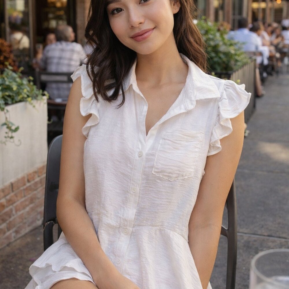 White Ruffled Women’s Top – Chic Sleeveless Blouse for Everyday Style